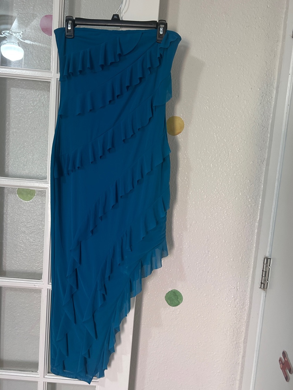 Strapless Teal Ruffle Dress - Women